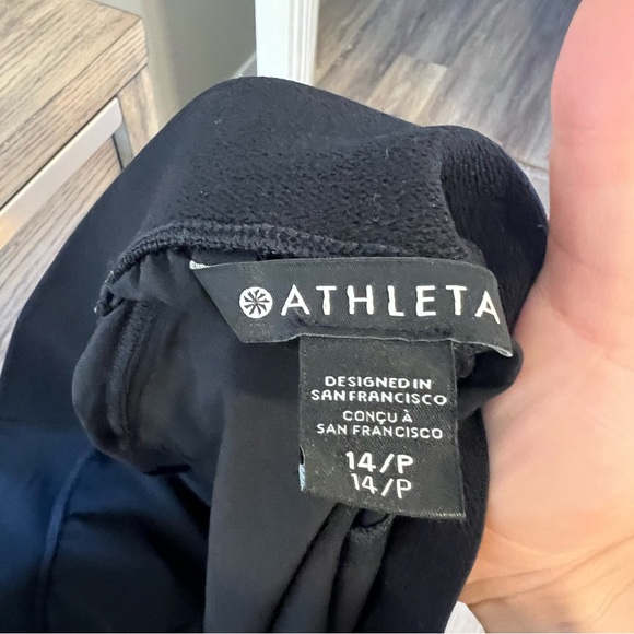 Athleta Brooklyn Heights high rise pleated wide leg pant black 14 petite - Picture 14 of 15